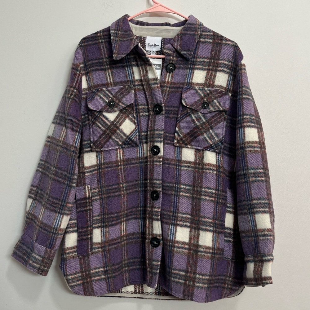 NWT Medium Purple Button Up Flannel Shacket